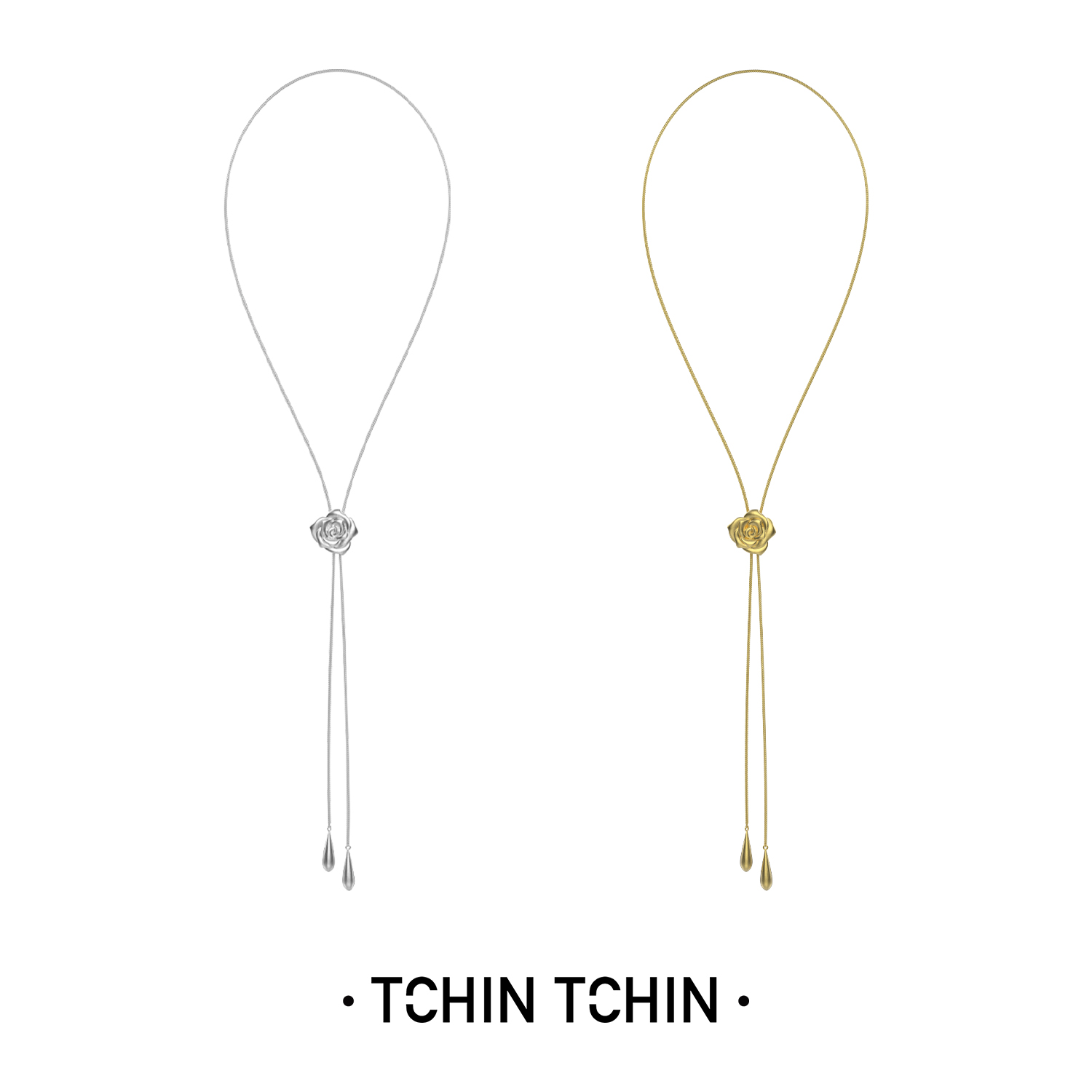 TCHINTCHIN 梦境花园系列 手工雕刻立体山茶花长款项链