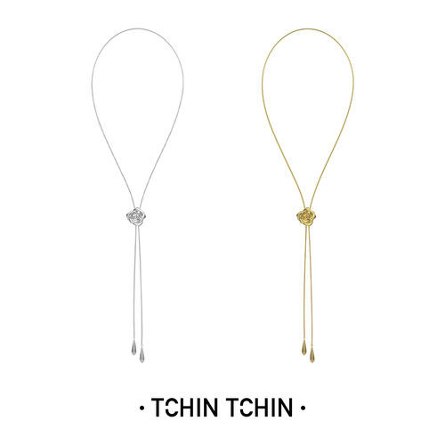 TCHINTCHIN 梦境花园系列 手工雕刻立体山茶花长款项链
