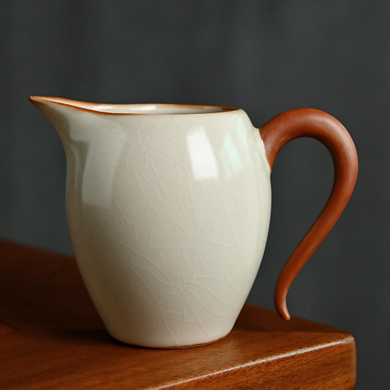 米黄汝窑公道杯功夫茶具陶瓷手柄单个防烫茶海办公家用分茶器匀杯,餐饮具,公道杯,淘宝优惠券,粉丝福利购,淘宝优惠卷