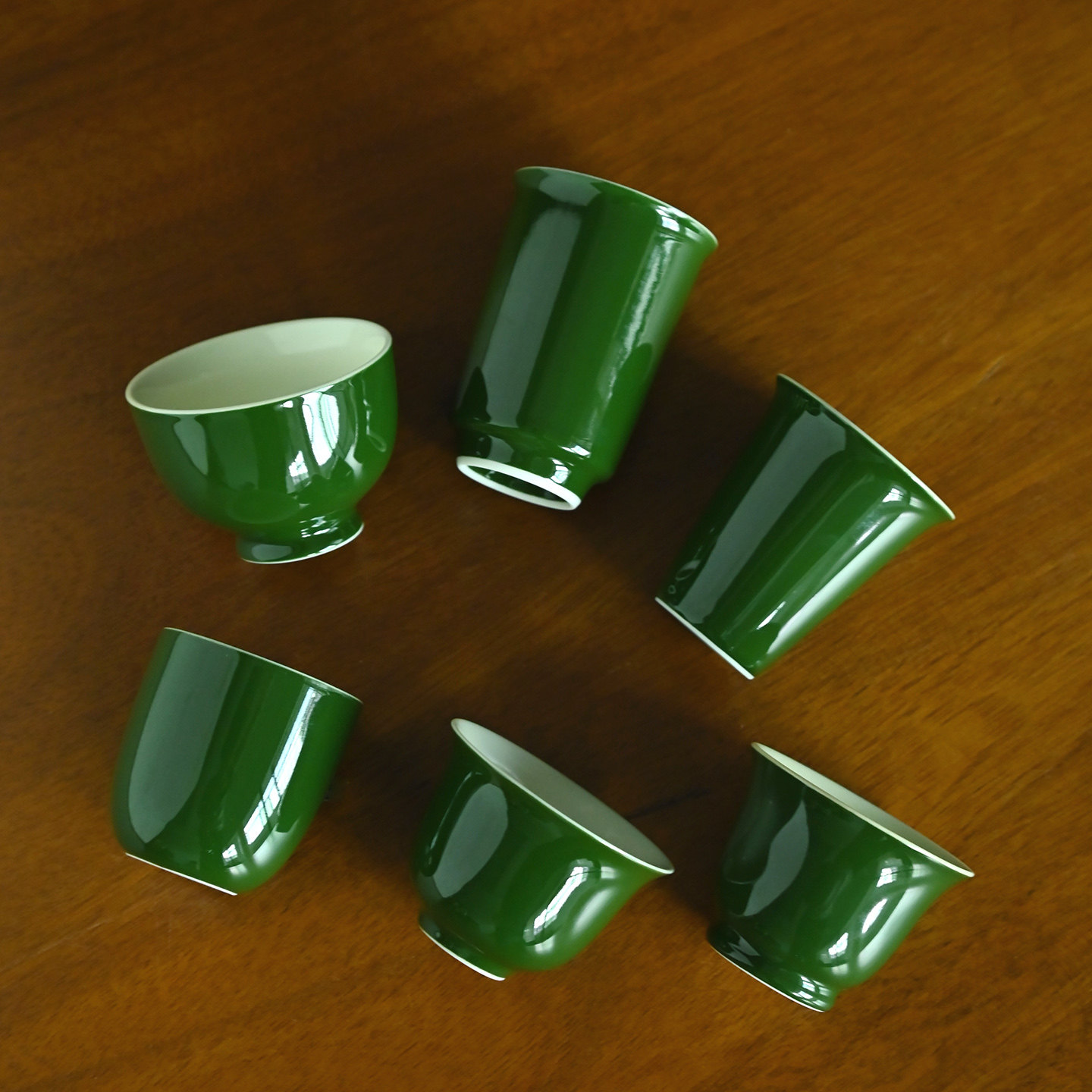 墨绿陶瓷品茗杯功夫茶具单色釉高温窑变茶具待客专用祖母绿小茶杯