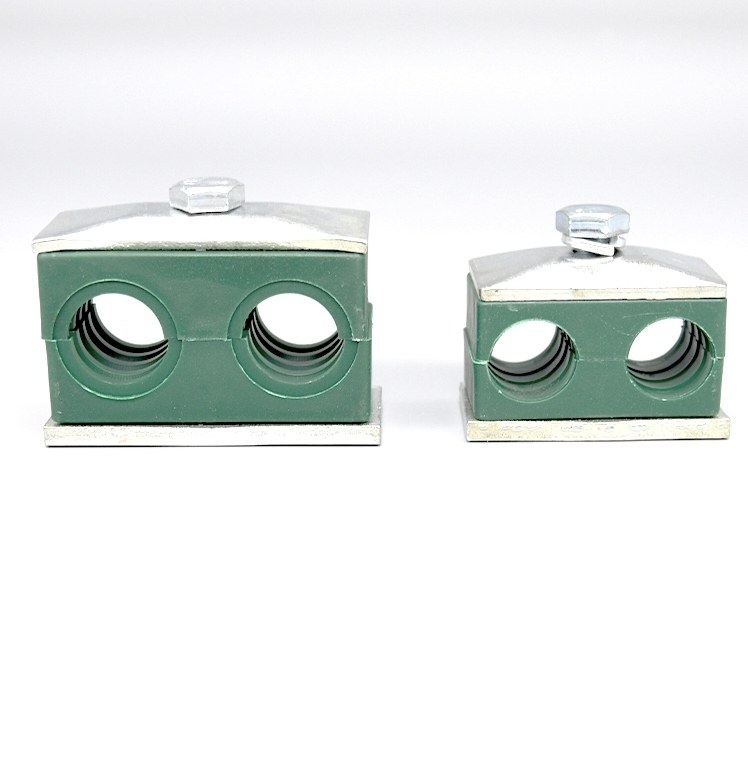 平行双孔固定夹块固定座管夹圆形分离型夹紧块钢管连接件塑料尼龙