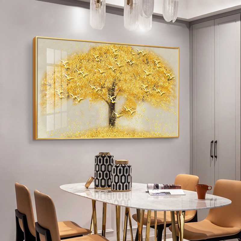 餐厅装饰画生财树厨房餐桌挂画高级客厅背景墙挂饰大气壁画图片