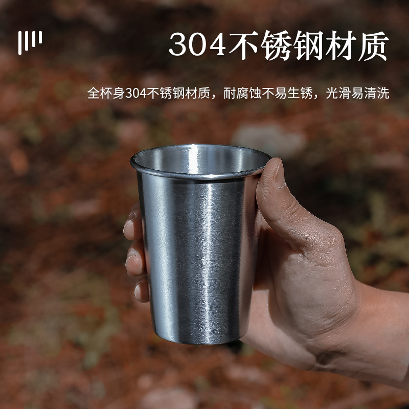 304不锈钢卷边露营水杯咖啡杯
