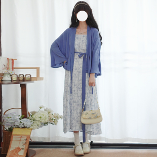 梦桑塔大码汉服【蓝调】法门寺连体裙夏季胖MM日常可穿通勤上班女