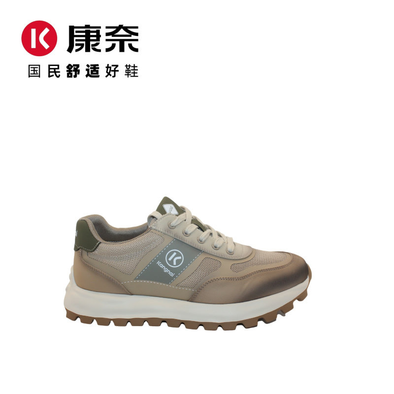 康奈新款透气网面系带舒适阿甘鞋