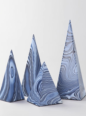 陶瓷摆件新中式客厅青花水纹塔