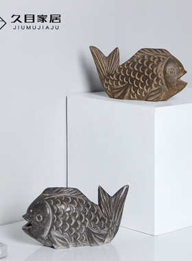 石材中式家居软装青石鱼石马大象