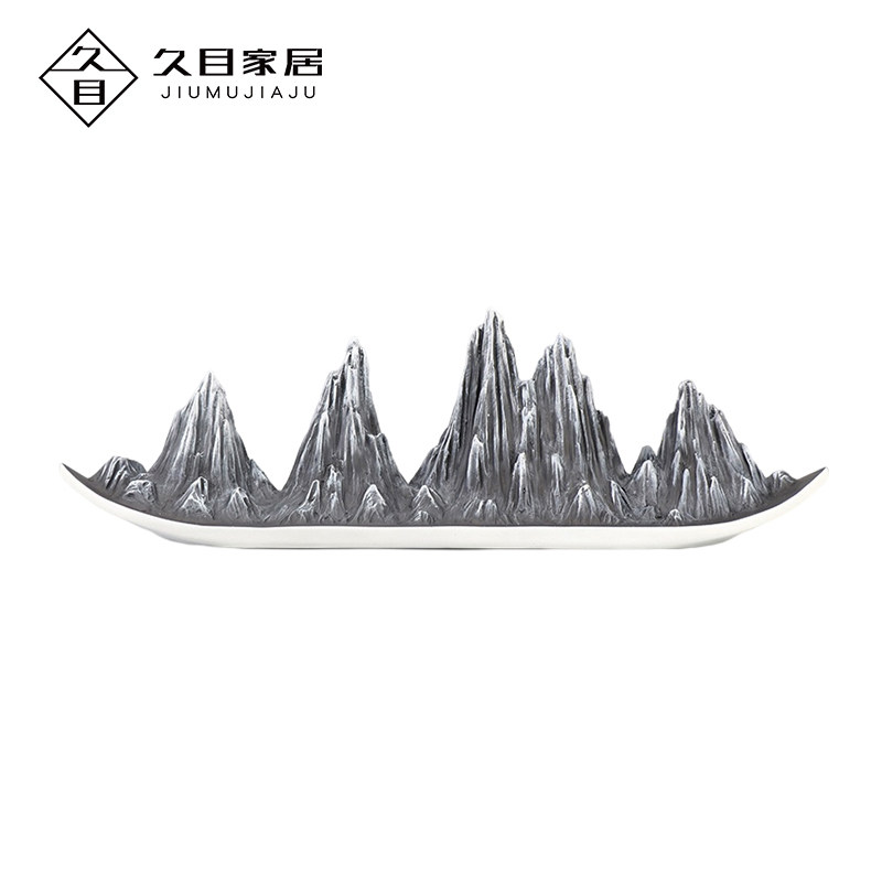 现代新中式创意树脂山形摆件样板房间软装饰品书房博古架工艺品