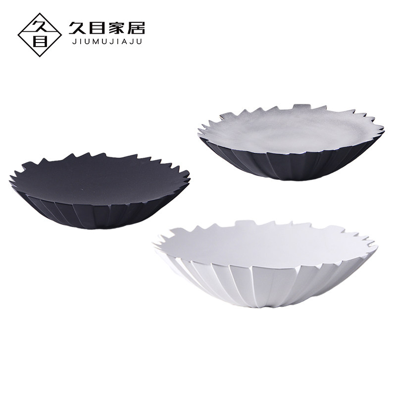 现代简约北欧陶瓷水果盘黑白色极简样板间糖果盘客厅餐桌装饰摆件