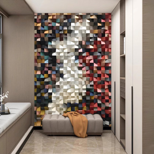 新款立体几何餐厅背景墙壁画进门墙玄关壁纸3d极简风艺术墙布直播