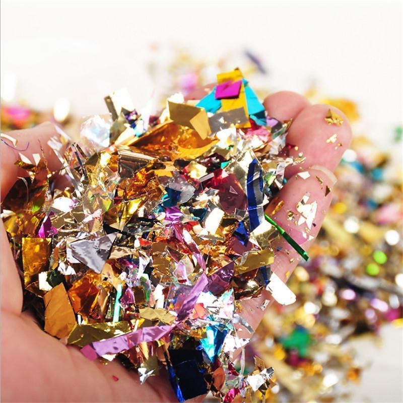 手撒手抛彩色彩带亮光碎纸闪光花砸金蛋彩纸礼炮亮片结婚彩纸碎片