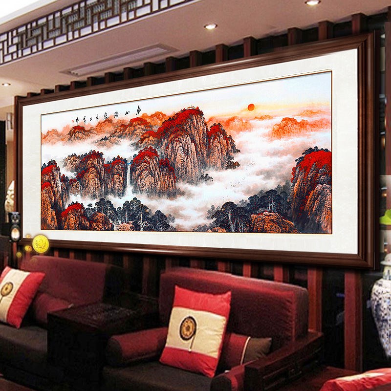速发国画画山水画五岳日出有山无水靠山图办公室客厅装饰挂画