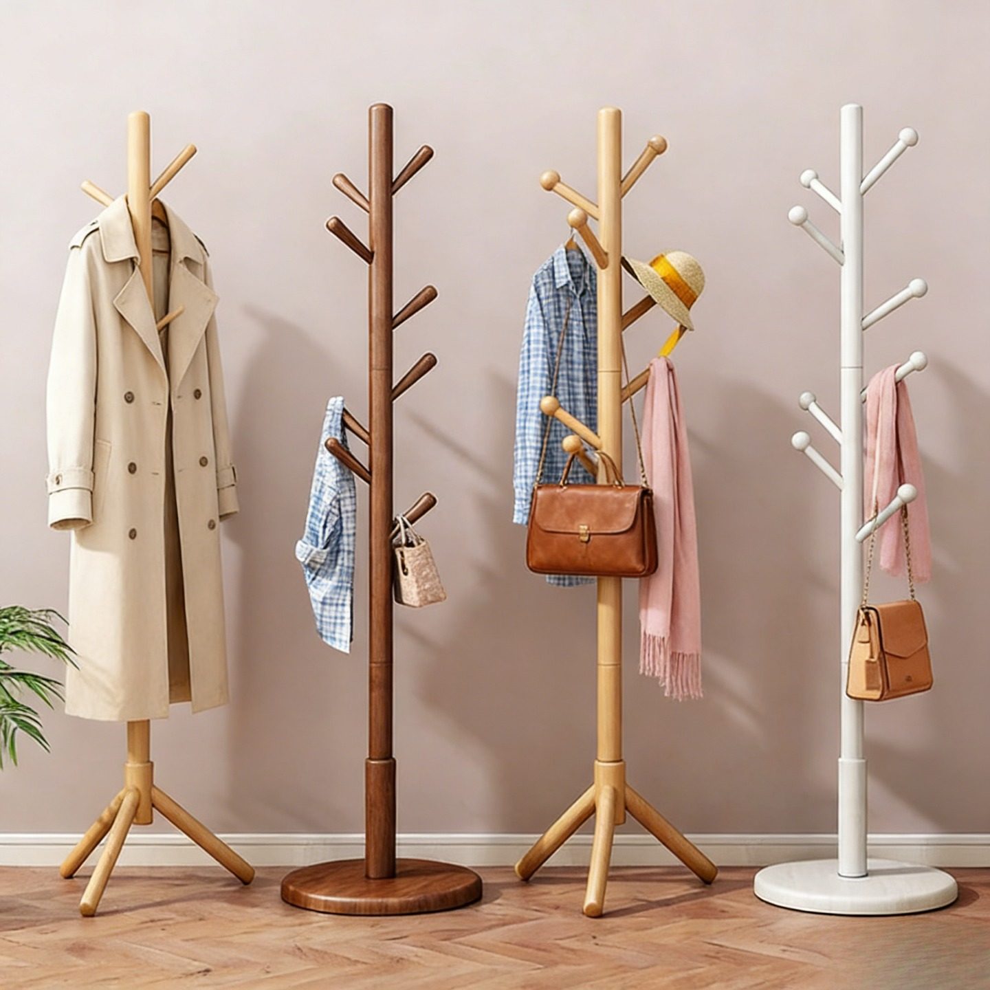 落地架衣架衣帽架卧室简易实木挂衣服房间简约置物收纳挂包架子