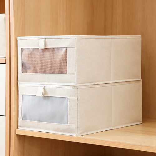 衣服收纳盒家用可折叠布艺防尘衣裤整理盒宿舍大容量可视衣柜收纳