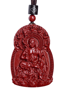 正品原矿朱砂吊坠女款本命佛不动尊菩萨项链男属鸡挂件护身符礼物
