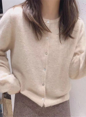 新款包芯纱大板针织开衫女亲肤内搭打底外搭上衣宽松百搭毛衣外套
