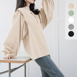乐天新品 春夏秋季新款女式衬衫设计感小众韩版灯笼袖衬衣女跨境