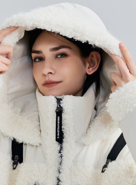 D.MARTINA QUEEN户外时尚毛绒外套 连帽保暖抗寒棉服2025冬季新款