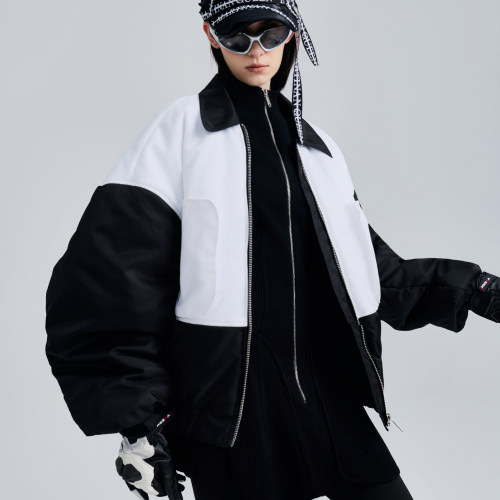 DMNQ设计感拼接撞色派克服