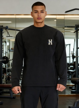 HABD 美式运动风长袖T恤插肩袖篮球训练投篮服跑步健身打底衫上衣