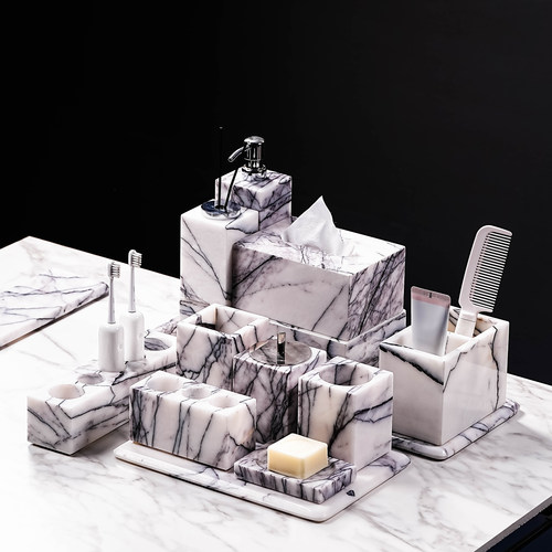 天然香雪梅奢石卫生间摆件套装
