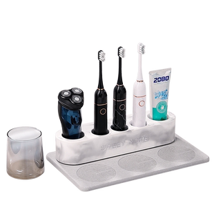 卫生间硅藻泥电动牙刷架刮胡刀底座剃须刀架轻奢吸水洗漱置物底座