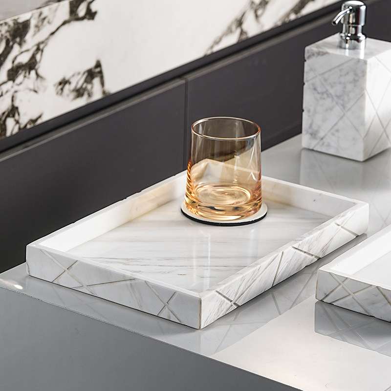 酒店风主卫生间台面置物架牙具护肤品收纳底座高级感托盘洗漱杯架