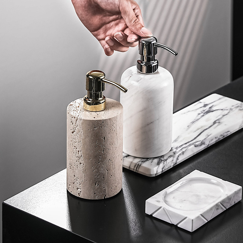 大理石乳液瓶卫生间洗手液瓶酒店风商用沐浴露洗发水分装按压空瓶