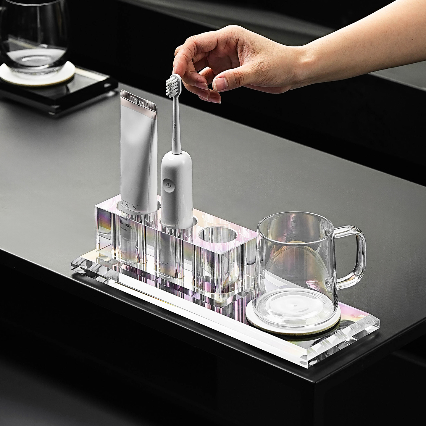 高级轻奢水晶牙刷置物架