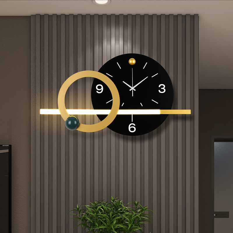 龙笛墙壁背景壁灯现代简约挂钟