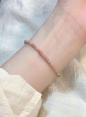 天然蔷薇石气质细手串送闺蜜生日礼物走心粉色桃花石手链女饰品