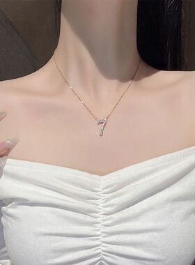 幸运符号丨小众独特设计款幸运数字7项链满钻爆闪精致锁骨链配饰