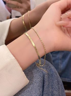 轻奢小众蛇骨链小米粒双层手链女高级设计感叠戴网红同款手串手饰