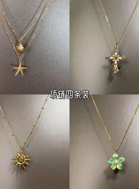 欧美简约螺旋古着镂空金色太阳吊坠轻奢项链高级个性冷淡设计锁骨