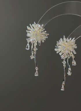 【星辰烟火】烟花珍珠锆石流苏耳环耳夹高级轻奢设计小众气质耳钉