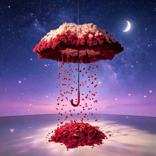 七夕玫瑰雨伞橱窗美陈拍照布置