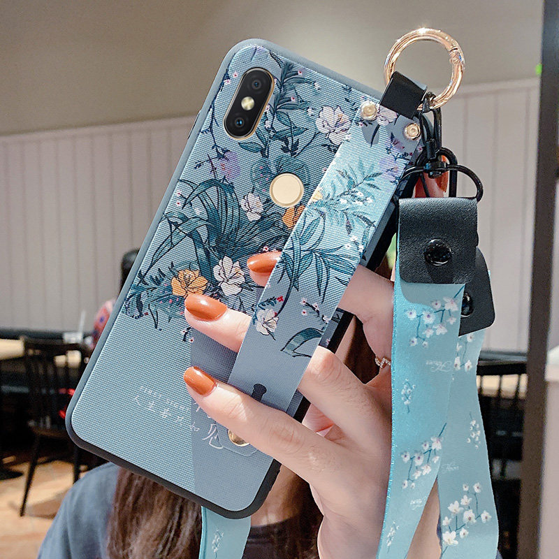 红米6pro手机壳redmi6p新款中国风腕带斜跨挂脖女款可背带式rdem全包