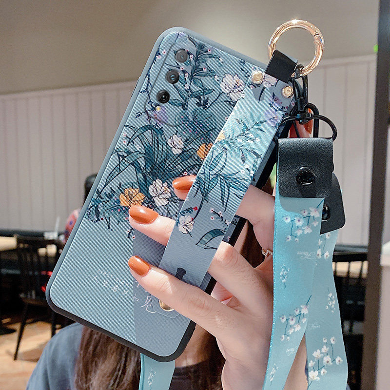 华为荣耀play4tpro手机壳aqm-al10新款中国风腕带斜跨挂脖女款可背带