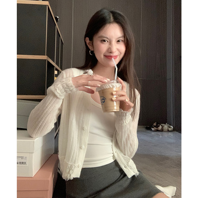 楠涛慵懒马海毛针织开衫女薄款设