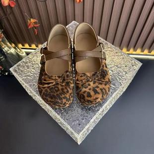 法复古双蝴质蝶结玛珍丽鞋女气一字底带厚底增式高百搭软豆豆单鞋