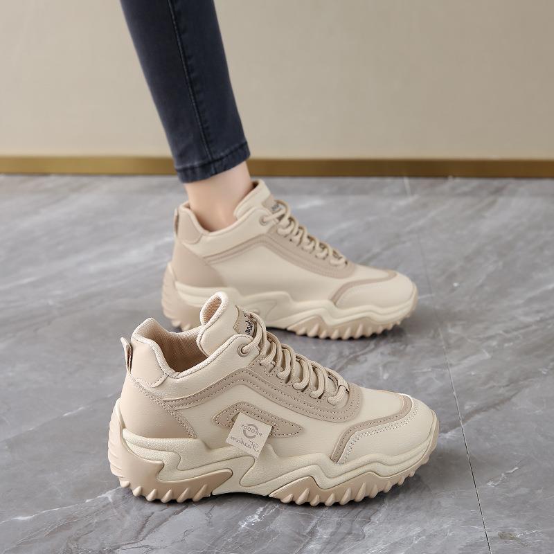 2闲24秋季新款韩老爹鞋女生学运动跑0步鞋版休高帮增高鞋1303