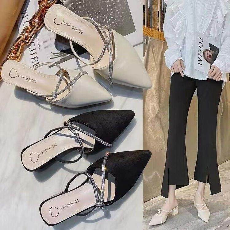 法式尖头鞋女外穿雅2优025夏钻季新款水带一脚蹬粗跟包头半拖凉鞋,孕妇装/孕产妇用品/营养,孕妇鞋,淘宝优惠券,粉丝福利购,淘宝优惠卷