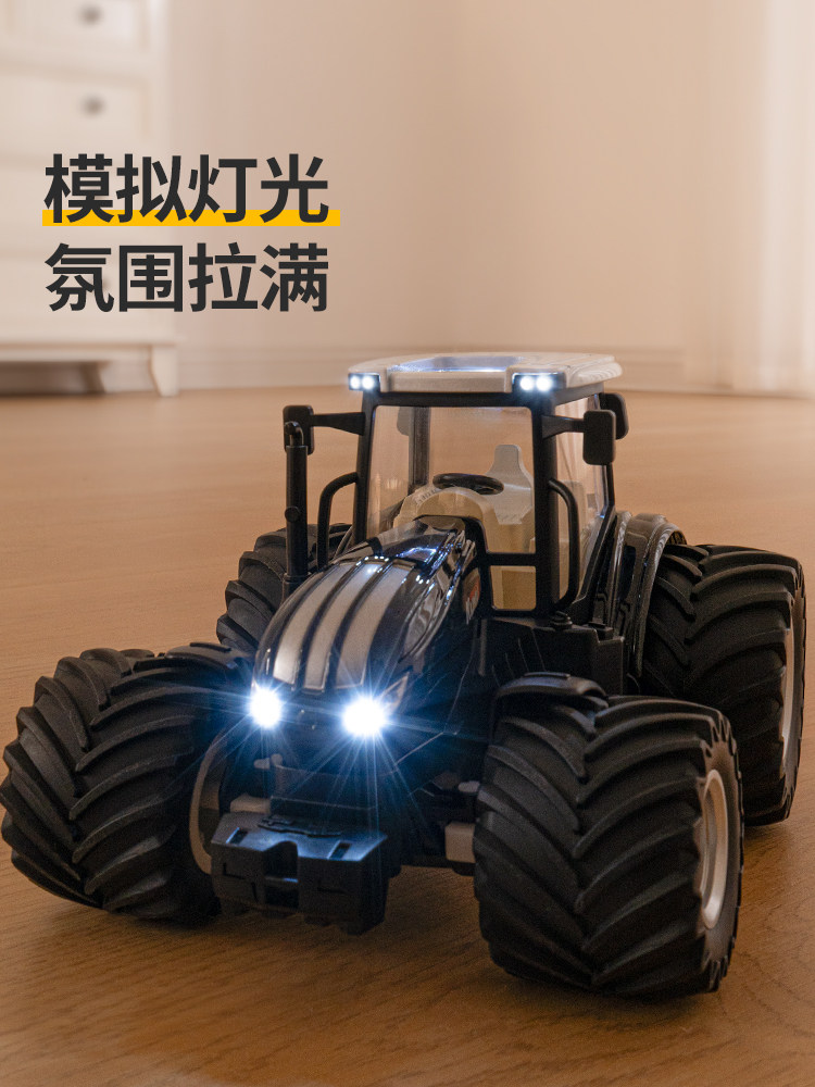 어린이 시뮬레이션 원격 제어 트랙터 느린 자동차 파란색 합금 운송 차량 엔지니어링 차량 소년 원격 제어 자동차 장난감