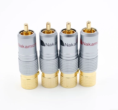 中道rca插头 纯铜信号线/av线 音视频线接头 莲花端子 带锁 免焊