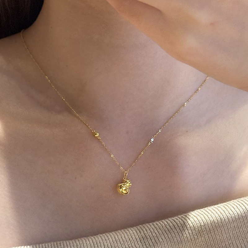 新中式古法超闪镀18K金色鱼鳞葫芦双面碎冰冰精致锁骨链精美小巧