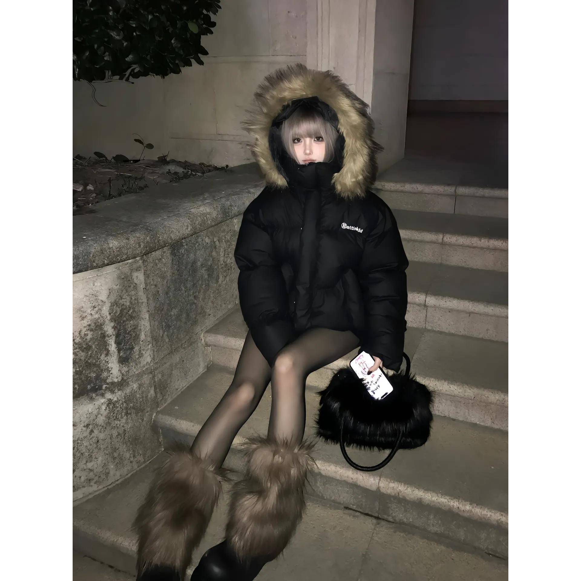 国潮座山雕情侣棉服女款2025新款加厚棉衣pu皮面包服冬季棉袄外套