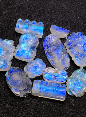 天然蓝月光石雕刻吊坠男女款