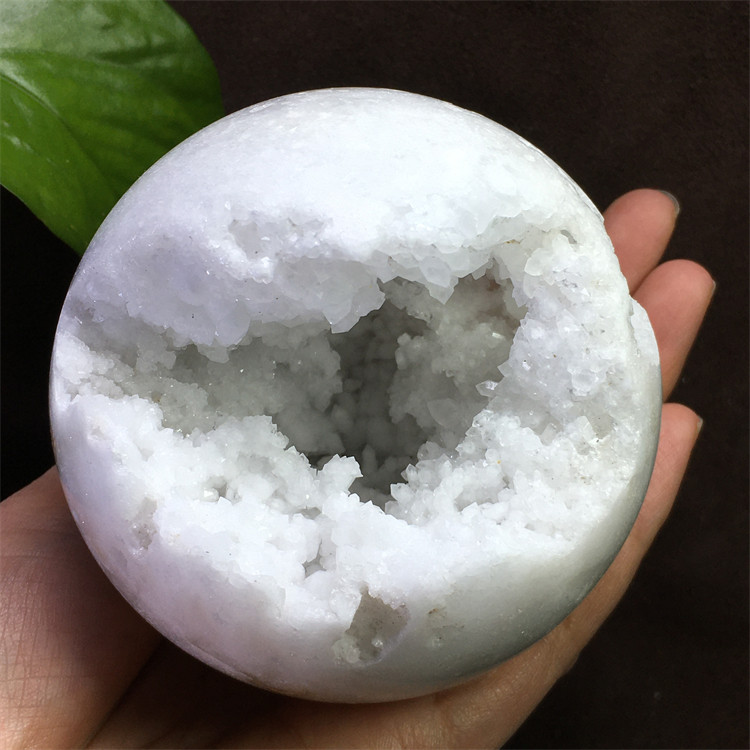 天然白水晶洞球钱袋子开口笑聚宝盆原石原矿家居桌面手链消磁摆件