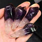 乌拉圭深黑紫水晶骸骨骨干权杖原矿石黄金沙金字塔三角资料库摆件