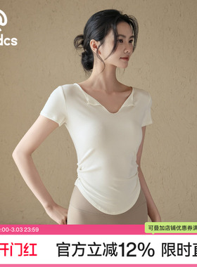 Ackdcs瑜伽服短袖女2026夏季新款褶皱收腰运动T恤跑步训练健身衣